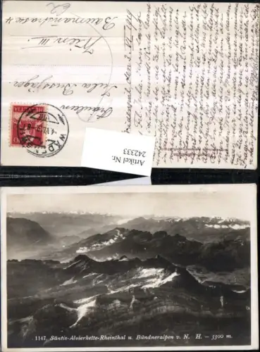 242333,Säntis Alvierkette Rheinthal u. Bündneralpen b. Wädenswil Fliegeraufnahme Kt Zürich