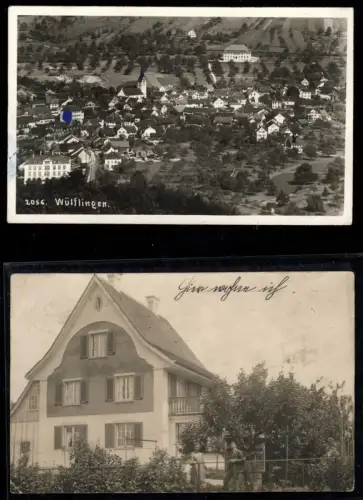 277621, 2 FotoAK Wülflingen Zürich Familie Haller Haus + Fliegeraufnahme 1928
