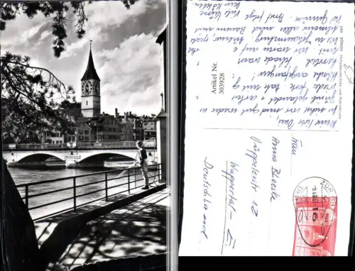 303928,Zürich Helmhausbrücke Brücke u. Peterskirche Kirchenturm