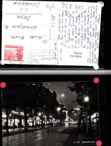 303943,Zürich Bahnhofstraße b. Nacht Straßenansicht Geschäfte