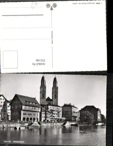 351146,Zürich Limmatquai Teilansicht Kirche