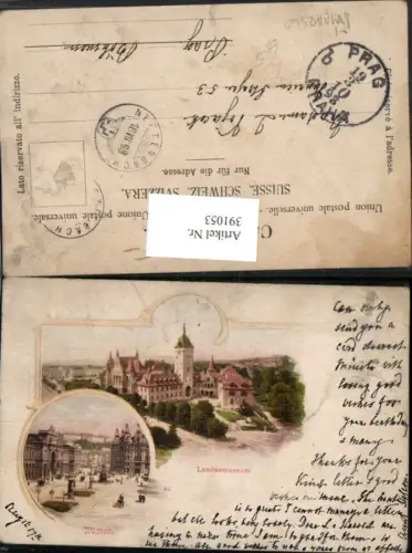 391053,Zürich Litho Zürich Bahnhof Landesmuseum Mehrbildkarte