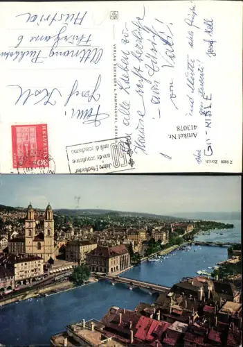413078,Zürich Teilansicht Kirche Brücken