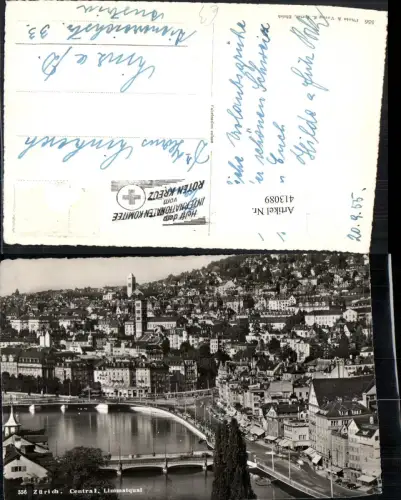 413089,Zürich Central Limmatquai Teilansicht Brücken