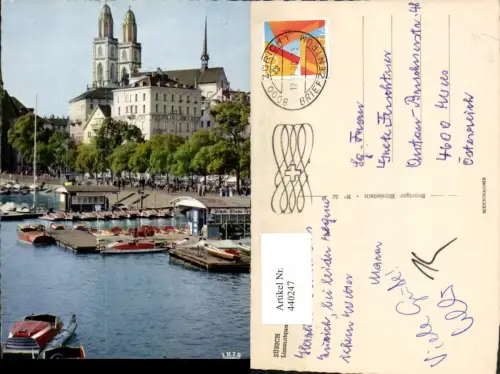 440247,Zürich Limmatquai Boote Kirche