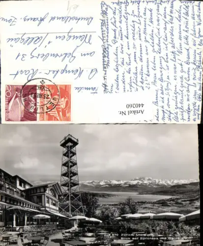 440260,Zürich Uto-Kulm Aussichtsturm m. Zürichsee u. Alpen