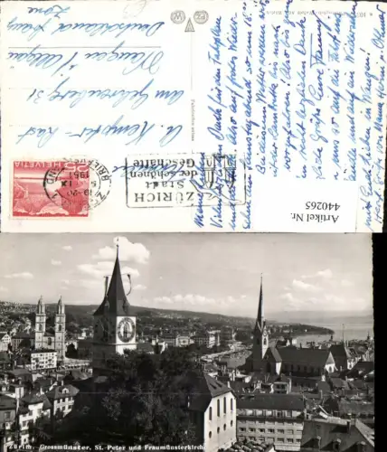 440265,Zürich Teilansicht m. Großmünster St. Peter u. Kirche