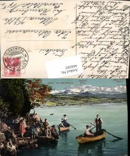 440285,Zürich Zürichhorn Ufer Boote Bergkulisse pub Photoglob