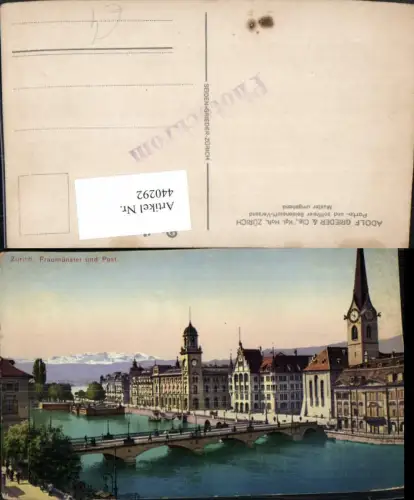 440292,Zürich Fraumünster Kirche u. Post Brücke Bergkulisse