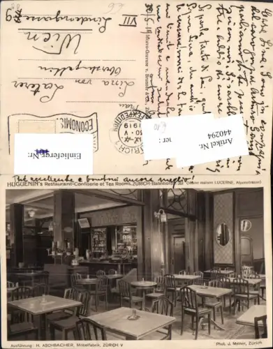 440294,Zürich Huguenins Restaurant Confiserie Innenansicht
