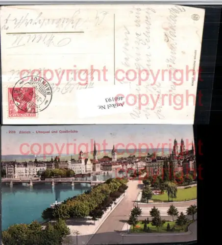 460193,Zürich Utoquai Quaibrücke Teilansicht Brücke