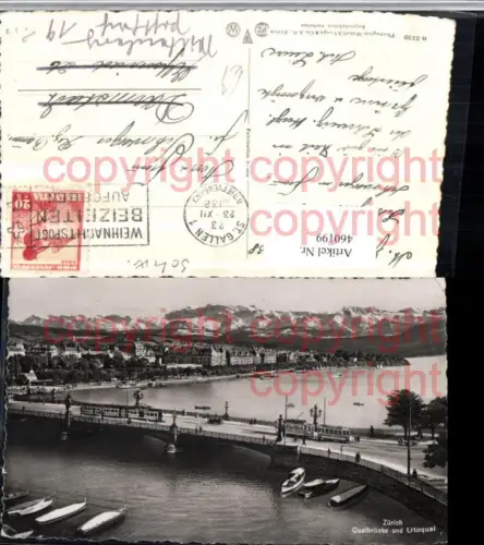 460199,Zürich Quaibrücke Brücke u. Utoquai Bergkulisse