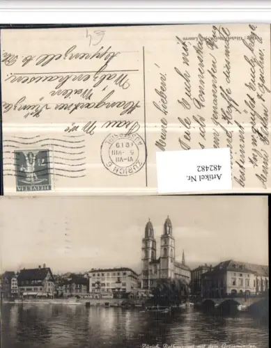 482482,Zürich Rathausquai m. Grossmünster Kirche