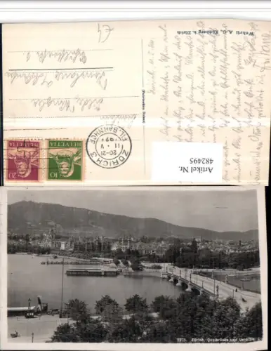 482495,Zürich Teilansicht Quaibrücke Brücke m. Uetliberg