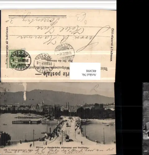 482498,Zürich Teilansicht Quaibrücke Brücke m. Uetliberg