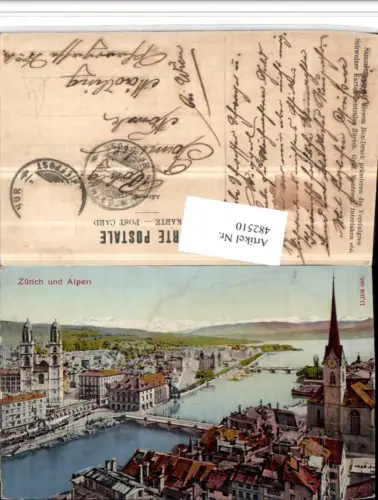 482510,Zürich Teilansicht Kirche Brücke m. Alpen