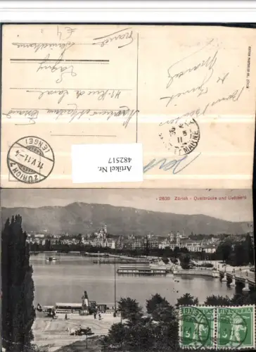 482517,Zürich Teilansicht Quaibrücke Brücke Dampfer m. Uetliberg