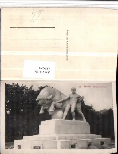 482520,Zürich Geiser-Denkmal Statue Stier