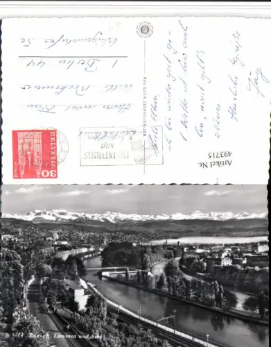 493715,Zürich Limmat u. Sihl Teilansicht Bergkulisse