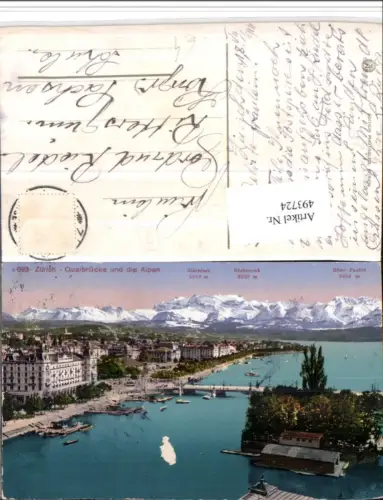 493724,Zürich Teilansicht Quaibrücke m. Alpen Bergkulisse