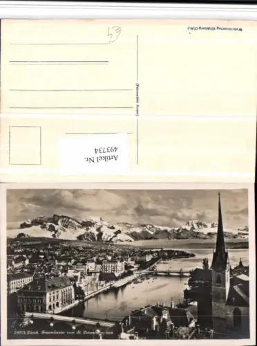 493734,Zürich Teilansicht Fraumünster Kirche Bergkulisse