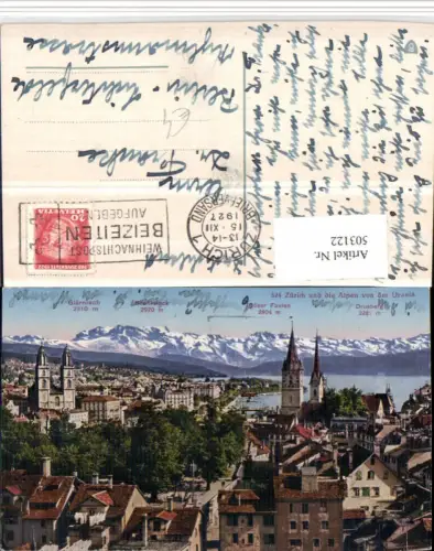 503122,Zürich Teilansicht m. Alpen Bergkulisse