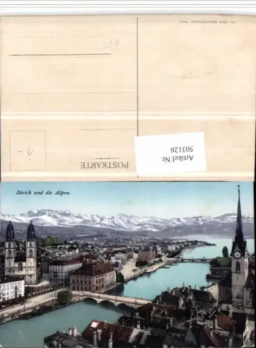 503126,Zürich Teilansicht Kirche Brücke m. Alpen Bergkulisse