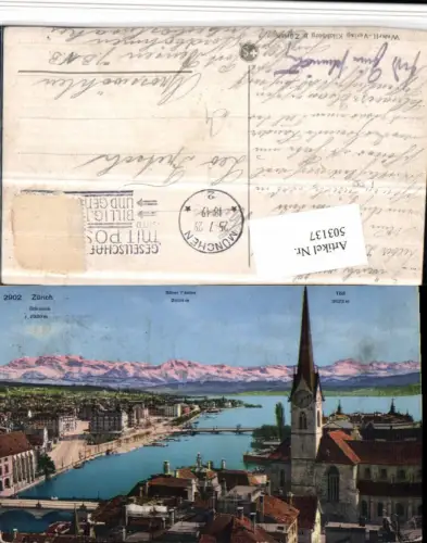 503137,Zürich Teilansicht Kirche Bergkulisse