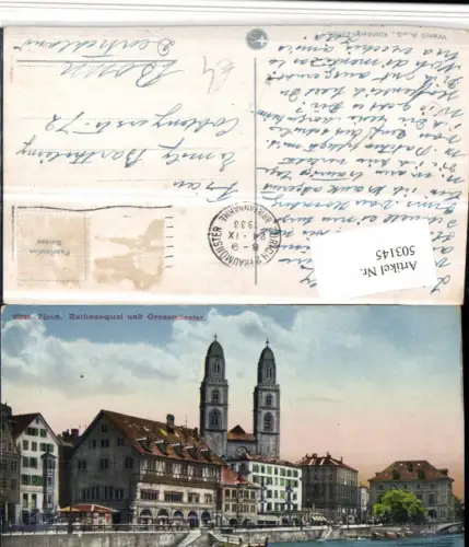 503145,Zürich Rathausquai u. Großmünster Kirche