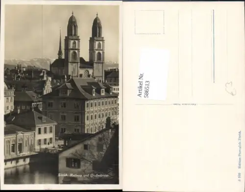 586513,Zürich Rathaus u. Großmünster Münster Switzerland
