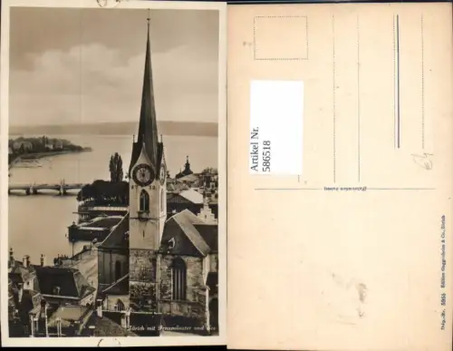 586518,Zürich m. Fraumünster u. See Münster Kirche Switzerland