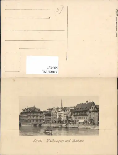 587457,Zürich Rathausquai u. Rathaus Schiff Passepartout Switzerland