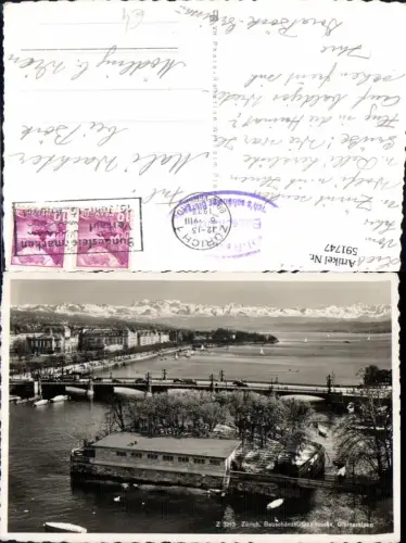 591747,Foto Ak Zürich Bauschänzli Quaibrücke Glärneralpen Switzerland
