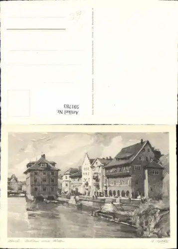 591783,Künstler Ak A. Marc Zürich Rathaus u. Rüden Switzerland