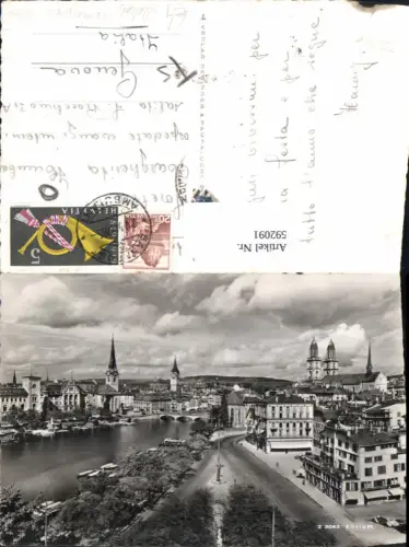 592091,Foto Ak Zürich Ansicht m. Geschäft Koffer Lederwaren Switzerland