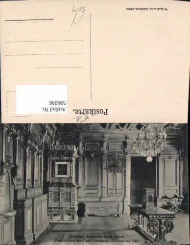 596096,Zürich Landesmuseum Zimmer aus d. Casa Pestalozzi Chiavenna Switzerland
