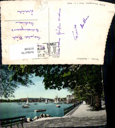 619188,Foto Ak Zürich Seefeldquai Ansicht Boote Segelboote