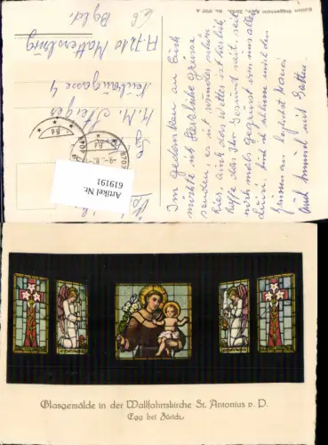 619191,Egg b. Zürich Wallfahrtskirche St Antonius v. P. Glasgemälde