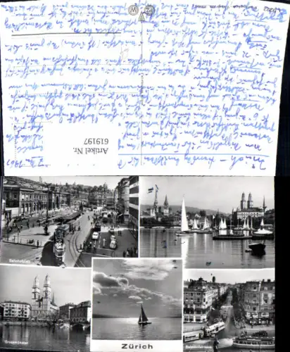 619197,Mehrbild Ak Zürich Grossmünster Bahnhofplatz Segelboote