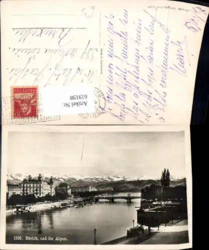 619198,Foto Ak Zürich u. d. Alpen