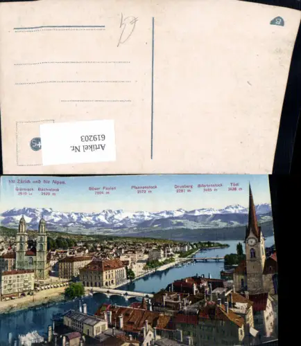 619203,Zürich u. d. Alpen Gipfelkarte