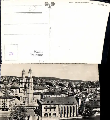 619206,Foto Ak Zürich Ansicht m. Kirche
