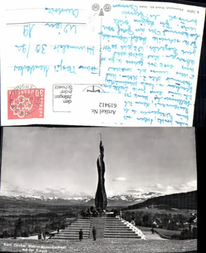 619412,Foto Ak Forch Wassberg Kant Zürcher Wehrmänner-Denkmal auf der Forch Denkmal