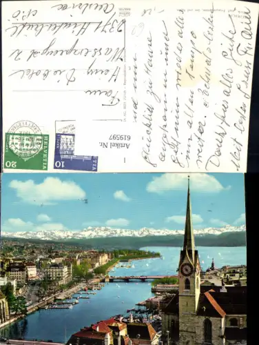 619597,Zürich Fraumünster See u. Alpen