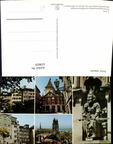 619659,Mehrbild Ak Zürich Altstadt Brunnen Statue Laterne Theater a. Neumarkt