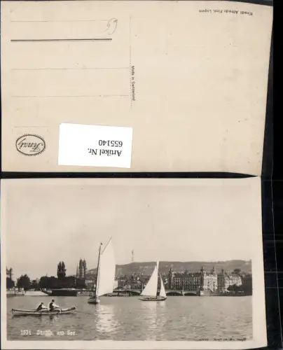655140,Foto Ak Zürich am See Ruderboot Segelboot