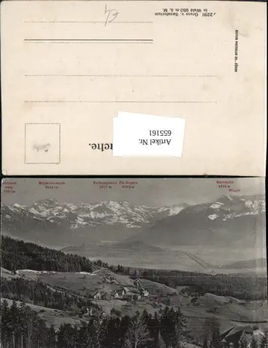 655161,Gruss a. Sanatorium in Wald Züricher Oberland mit Gipfelkarte Frohnalpstock
