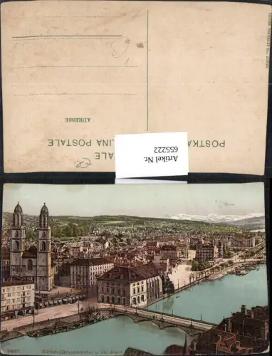 655222,Zürich Grossmünster u. d. Alpen Brücke Münster pub Photoglob 2467