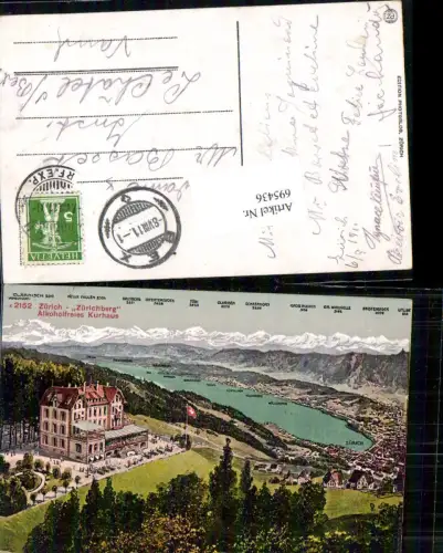 695436 Vogelschau Künstler AK Zürich Zürichberg Kurhaus