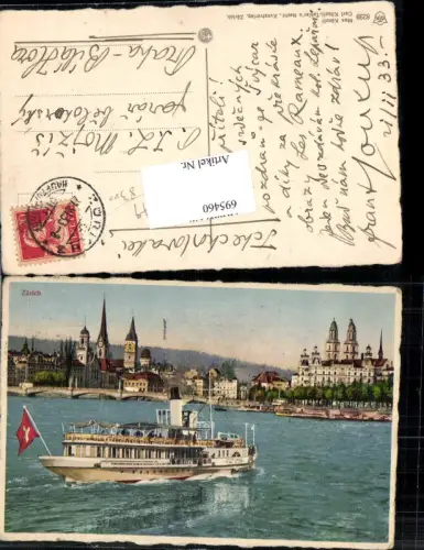 695460 Zürich Dampfer Schiff Fahne